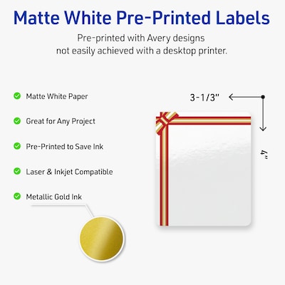 Avery Rectangle Multipurpose Labels, 4 x 3-1/3, White, 40/Pack (19479370585)