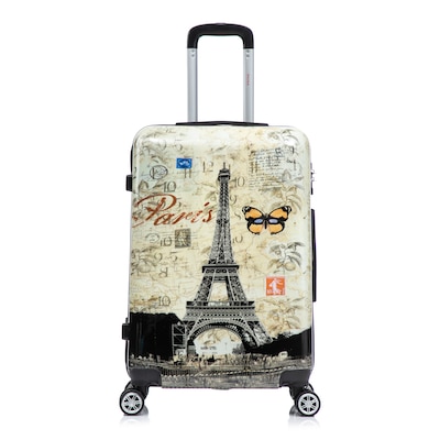 InUSA 24 Hardside Paris Suitcase, 4-Wheeled Spinner, TSA Checkpoint Friendly, Paris (IUAPC00M-PAR)