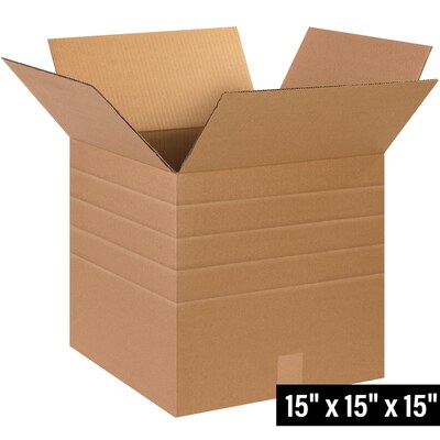 15 x 15 x 15 Multi-Depth Shipping Boxes, Brown, 25/ Bundle (MD151515)