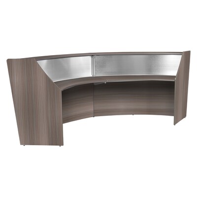 Regency Marque 124.5"W Curved Reception Desk Workstation, Driftwood Gray (77312GY)