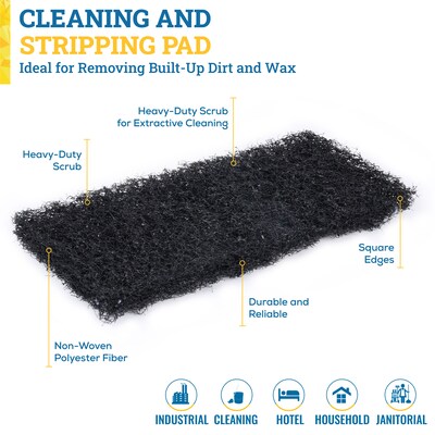 BISON LIFE Heavy Duty Surface Cleaning Scouring Pads, Black, 40 Pads/Pack (BPKH-HSCP-BK-40)