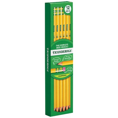 Ticonderoga Pre-Sharpened Wooden Pencil, 2.2mm, #2 Soft Lead, Dozen (X13806X)