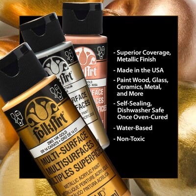 FolkArt Multi-Surface Acrylic Paint Set, 2oz., Metallics, 8/Set (FLKPROMOFAMET)