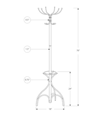 Monarch Specialties Inc. Coat Tree, Black, Metal (I 2031)