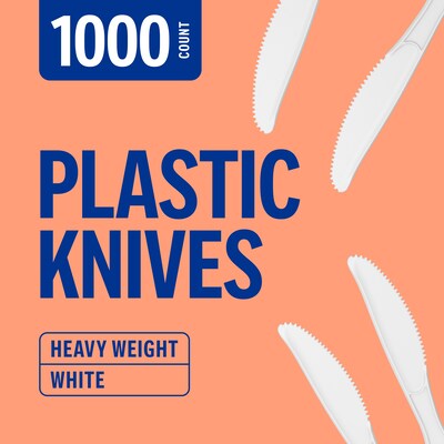 Perk™ Polystyrene Knife, Heavy-Weight, White, 1000/Carton (PK56403CT)