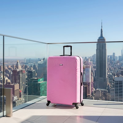 DUKAP Inception 33.86" Hardside Suitcase, 4-Wheeled Spinner, TSA Checkpoint Friendly, Pink (DKINC00XL-PNK)