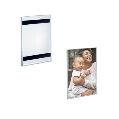 Azar  5 x 7  Magnetic Sign Holder, Vertical, Wall Mounted, Clear, Acrylic, 10/Pack (129927)