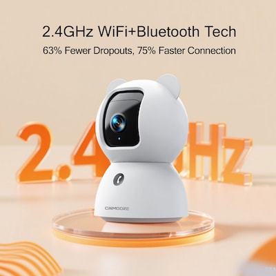 Cinmoore C2LU 2.5K Smart Indoor Security Camera, WiFi, White, 2/Pack