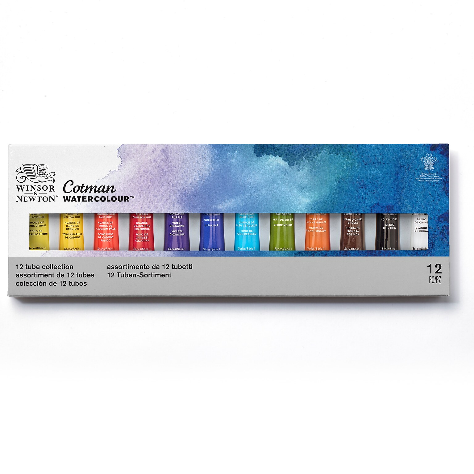 Winsor and Newton Cotman Watercolor Paint Tube Set, Assorted Colors, 8 mL, 12/Set (WNX0390636)