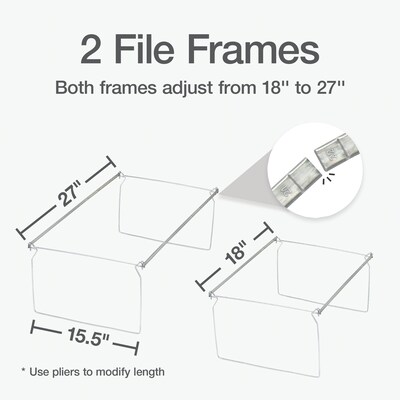 Pendaflex Adjustable Hanging File Frame, Legal, Gray, 2/Box (1006954)