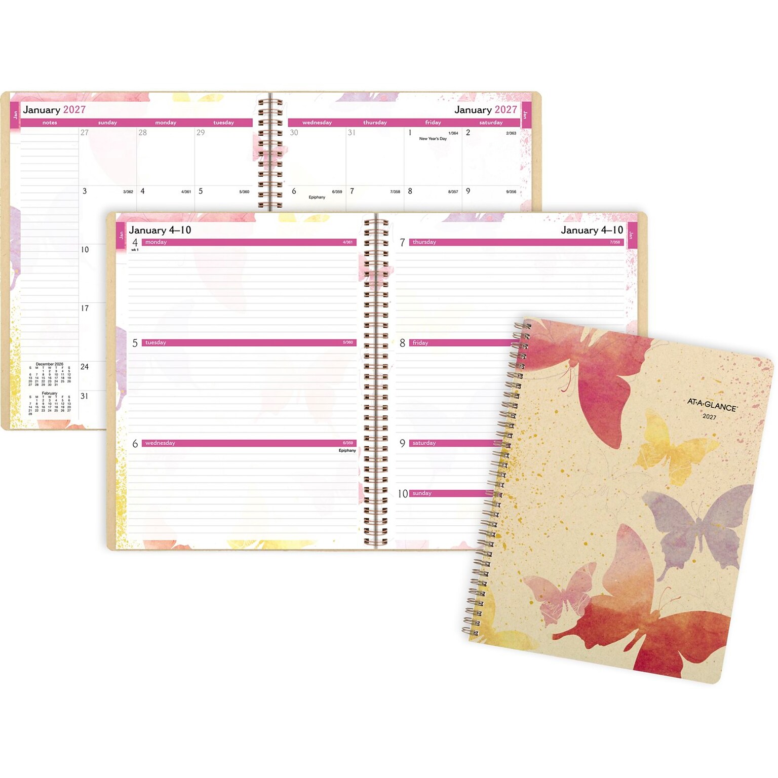 2027 AT-A-GLANCE Watercolors 8.5 x 11 Weekly & Monthly Planner, Paper Cover, Multicolor (791-905G-27)