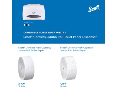 Scott Essential Coreless Jumbo Roll Toilet Paper Dispenser, White (09603)