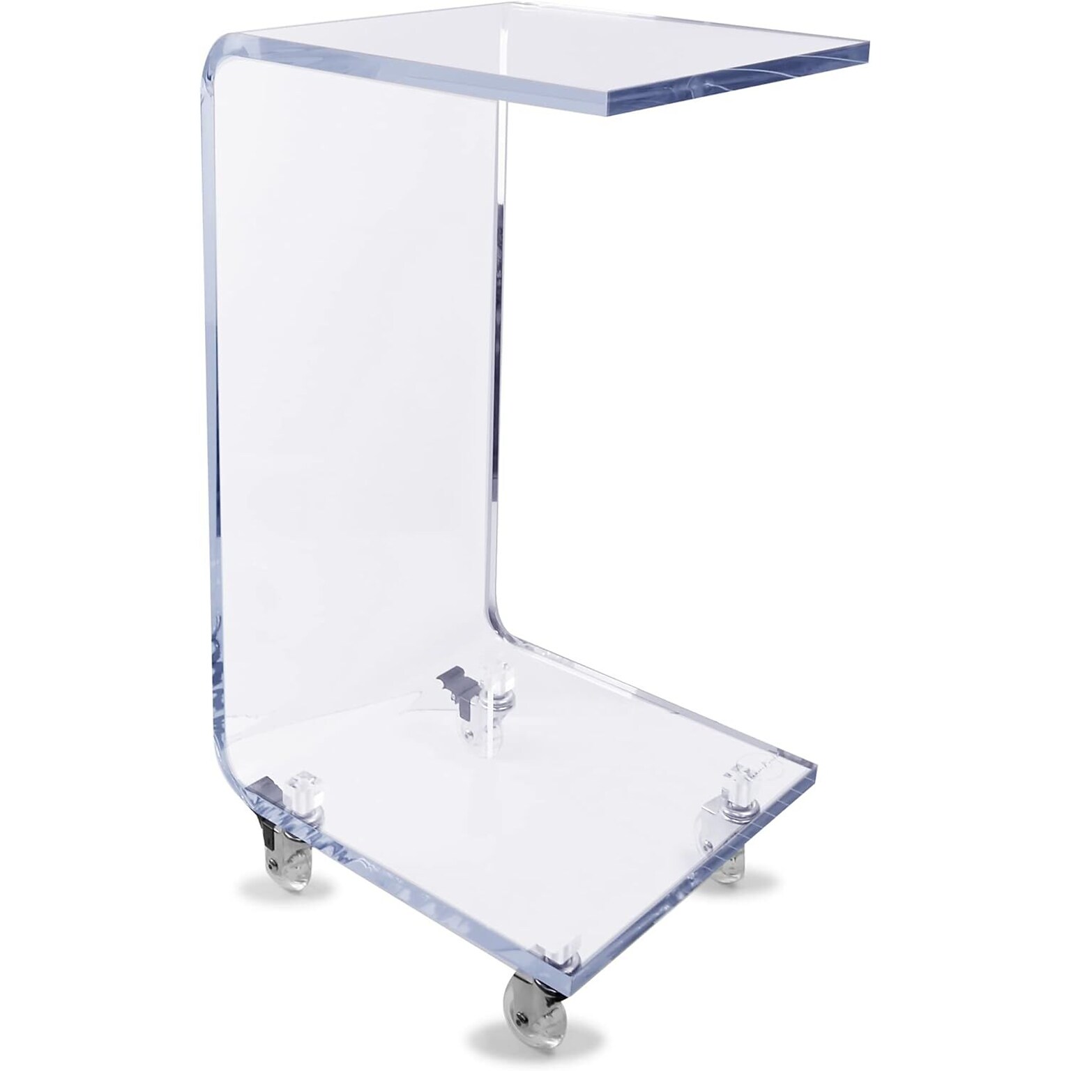 Designstyles Luxurious Acrylic C-Shaped Table on Wheels, Blue (DST-ACTBE)