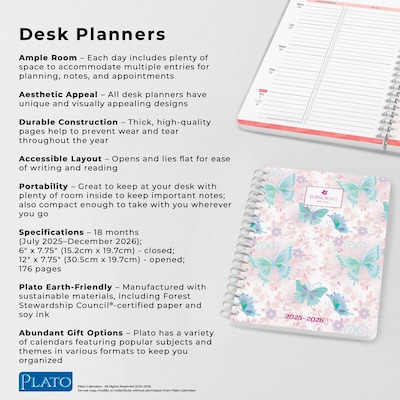 2025-2026 Plato House of Turnowsky 6" x 7.75" Academic Year Weekly Planner, Multicolored (9798330700110)