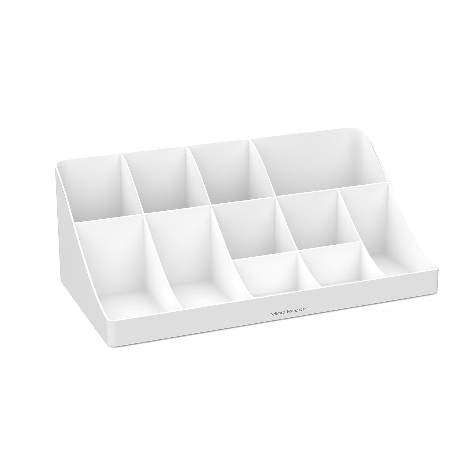 Mind Reader 11 Compartment Plastic Coffee Cup and Condiment Organizer, White (COMORG-WHT)