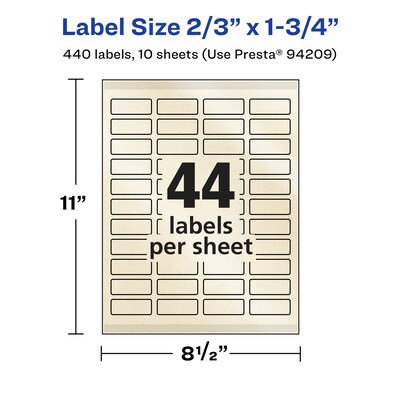 Avery Pearlized Ivory Rectangle Multipurpose Labels, 2/3" x 1-3/4", Ivory, 440/Pack (94209)