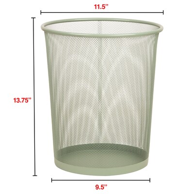 Staples Metal Mesh Trash Can, 4.4 Gallon, Sage Green (ST63855)