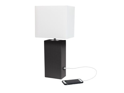 Lalia Home Lexington Table Lamp, Brown Faux Leather (LHT-3012-BW)