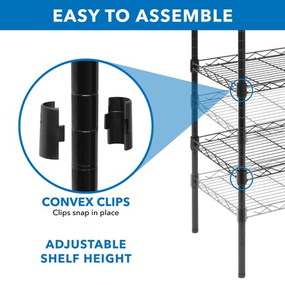 Mount-It! 5-Tier Metal Shelving Unit, Holds 88 lbs per shelf, Black (MI-7861)