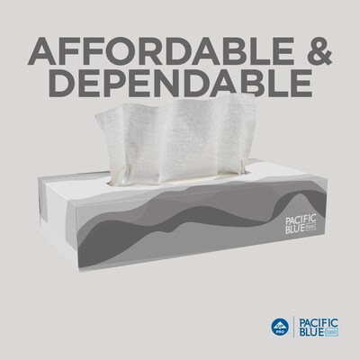 Pacific Blue Basic Facial Tissue, 2-ply, 100 Tissues/Box, 30 Boxes/Pack (47410)