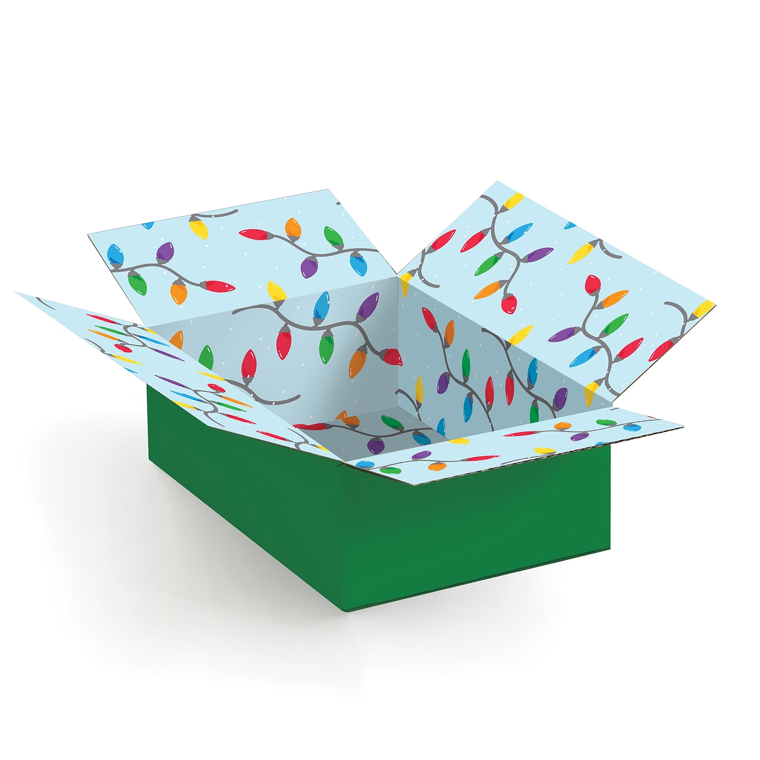 6 x 4 x 2 Decorative Holiday Lights Shipping Box, Small Gift Packaging, 200# Mullen Rated, 2/Pack (2024052)