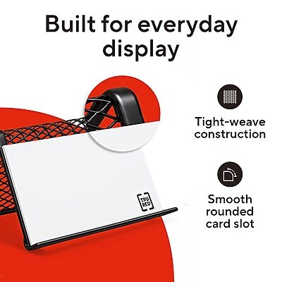 TRU RED Wire Mesh Business Card Holder, Single-Compartment, Matte Black – Desktop Organizer for Professional Card Display