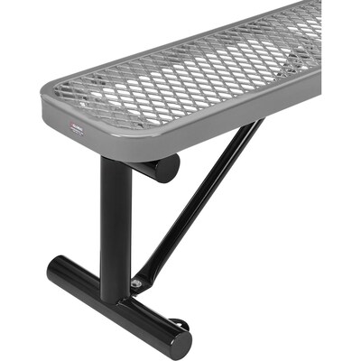 Global Industrial 4' Outdoor Steel Flat Bench, Expanded Metal, Gray (695741GY)