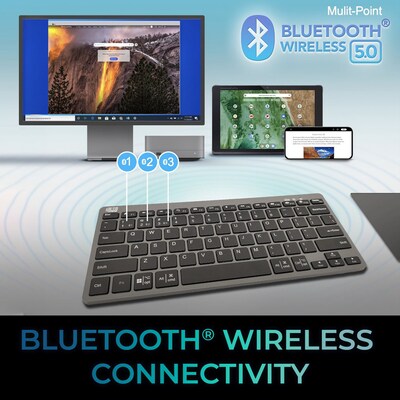 Adesso EasyTouch 7000BB Wireless Bluetooth Scissor Switch Keyboard, Gray (WKB-7000BB)