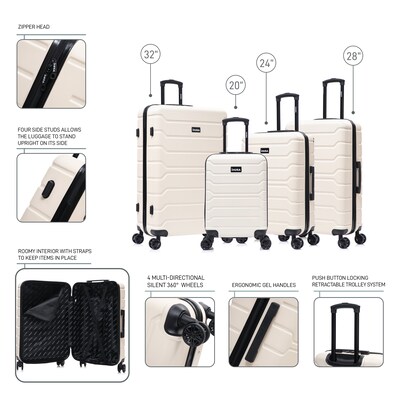 InUSA Trend 4-Piece Hardside Spinner Luggage Set, TSA Checkpoint Friendly, Sand (IUTRESMLXL-SAN)