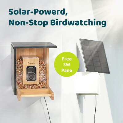 Birdfy Feeder Bamboo Mini with Camera, Solar Panel and Free AI Lifetime Subscription, Black & Brown (EPPAMBNI8412110)