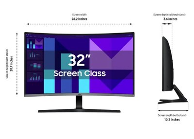 Samsung 32" Curved 100Hz LED Gaming Monitor, Built-in Speakers, Black (LS32D396GANXZA)