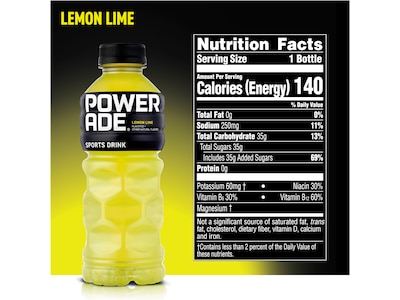 Powerade Lemon Lime Sports Drink, 20 oz., 24 Bottles/Pack (049000003697)