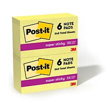 Post-it Super Sticky Notes, 3 x 5, Canary Collection, 90 Sheet/Pad, 12 Pads/Pack (65512SSCY)