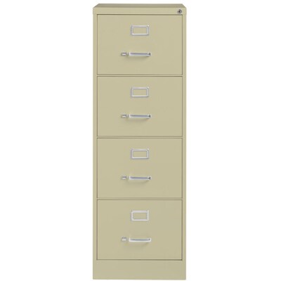 Lorell 4-Drawer Vertical File Cabinet, Legal Size, Lockable, 54.6"H x 20.5"W x 26.5"D, Putty (LLR60197)