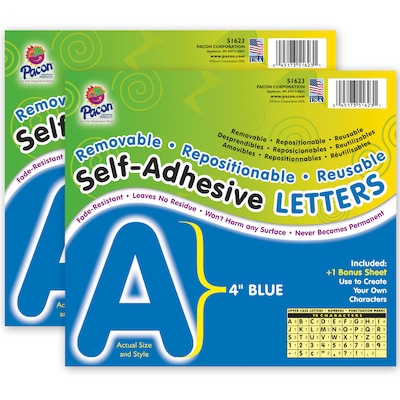 Pacon 4 Self-Adhesive Puffy Font Letters, Blue, 78 Characters/Pack, 2 Packs/Bundle (PAC51623-2)