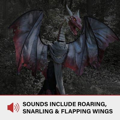 Haunted Hill Farm 6' Tall Motion-Activated Brimstone Dragon (HHBRMDRAGON-1FLSA)