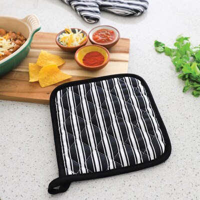 Better Houseware Striped Pot Holder, Black (BTH1683E)