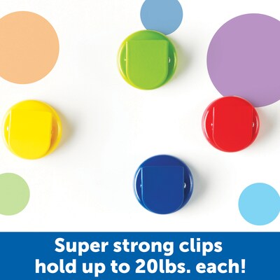 Learning Resources Super Strong Magnetic Clips  1.5" in Diameter, Assorted, Pack of 4 (LER2692)