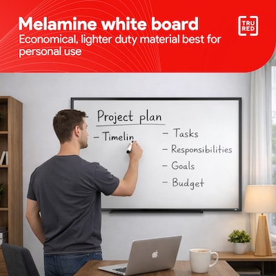TRU RED™ Melamine Dry Erase Board, Black Frame, 3' x 2' (TR59366)