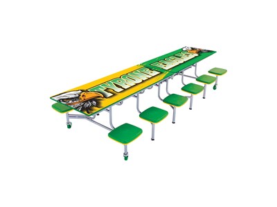 AmTab Rectangular Mobile Cafeteria Table w/ 12 Stools, 30" x 121", Assorted Colors (MST1012)