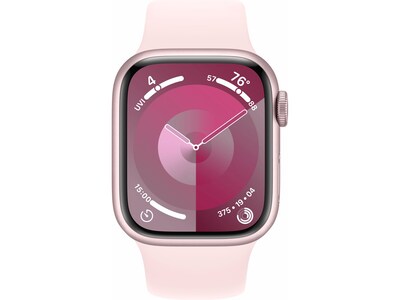 Apple Watch Series 9 (GPS) Smartwatch, 41mm, Pink Aluminum Case with Light Pink Sport Band, M/L (MR943LL/A)