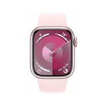 Apple Watch Series 9 (GPS) Smartwatch, 41mm, Pink Aluminum Case with Light Pink Sport Band, M/L (MR9