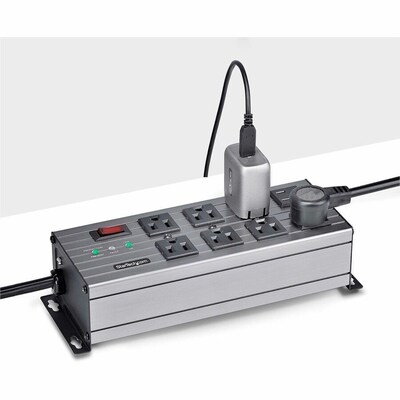 Startech 8-Outlet Surge Protector, 12' Cord, Space Gray (8N515S12-POWER-STRIP)