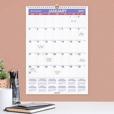 2027 AT-A-GLANCE 12" x 17" Monthly Wall Calendar, White/Purple (PM2-28-27)