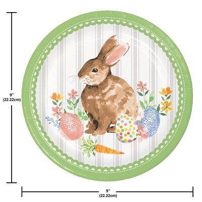 Creative Converting Cottage Easter Bunny Paper Plates and Napkins Kit, Serves 16 (DTC9199E2G)
