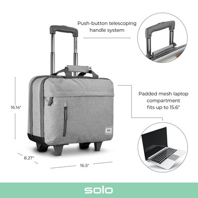 Solo New York Re:Start 15.6 Polyester Rolling Laptop Bag, Heathered Gray (UBN915-10)