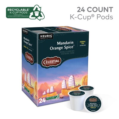 Celestial Seasonings Mandarin Orange Spice Herbal Tea, Keurig® K-Cup® Pods, 24/Box (14735)
