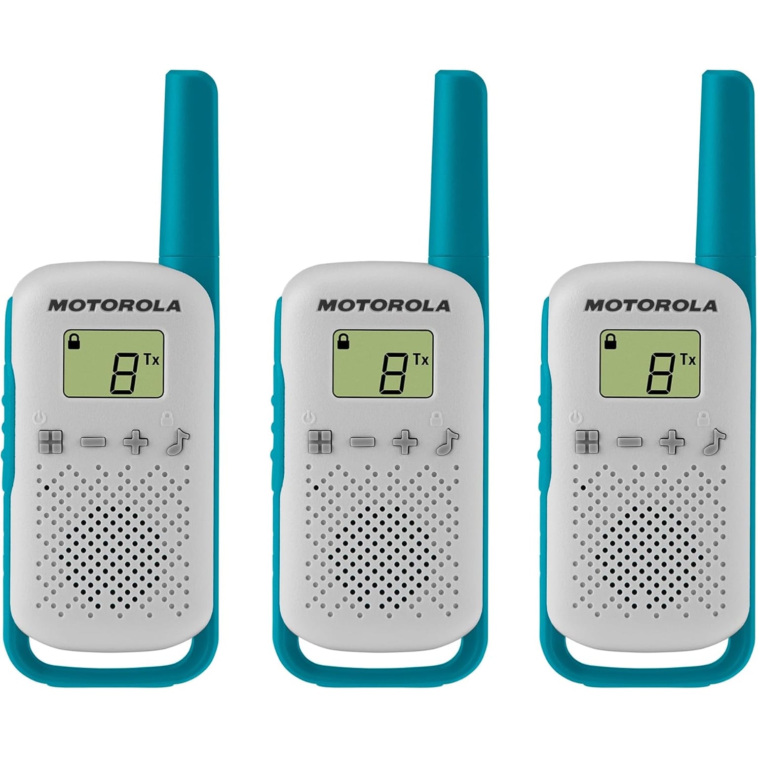 Motorola Talkabout Portable FRS 2-Way Radios, White/Blue, 3/Pack (T114TP)