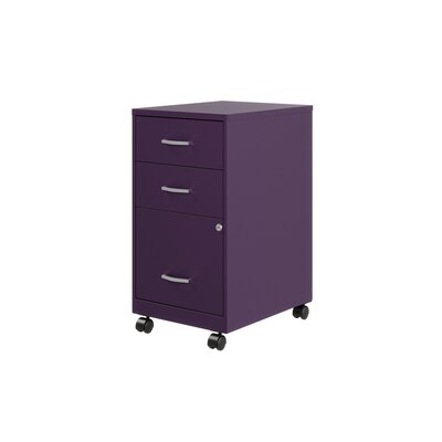 Space Solutions 18 3-Drawer Mobile Letter Width Vertical File Cabinet, Midnight Purple (25289)