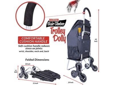 Dbest Stair Climber Bigger Folding Trolley Dolly Cart, 200 lb. Capacity, Black (01-599)